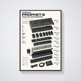 Sequential Prophet 6 Wall Art Poster - Synthesizer Poster, Music Studio Wall Decor, Gift for Music Producer