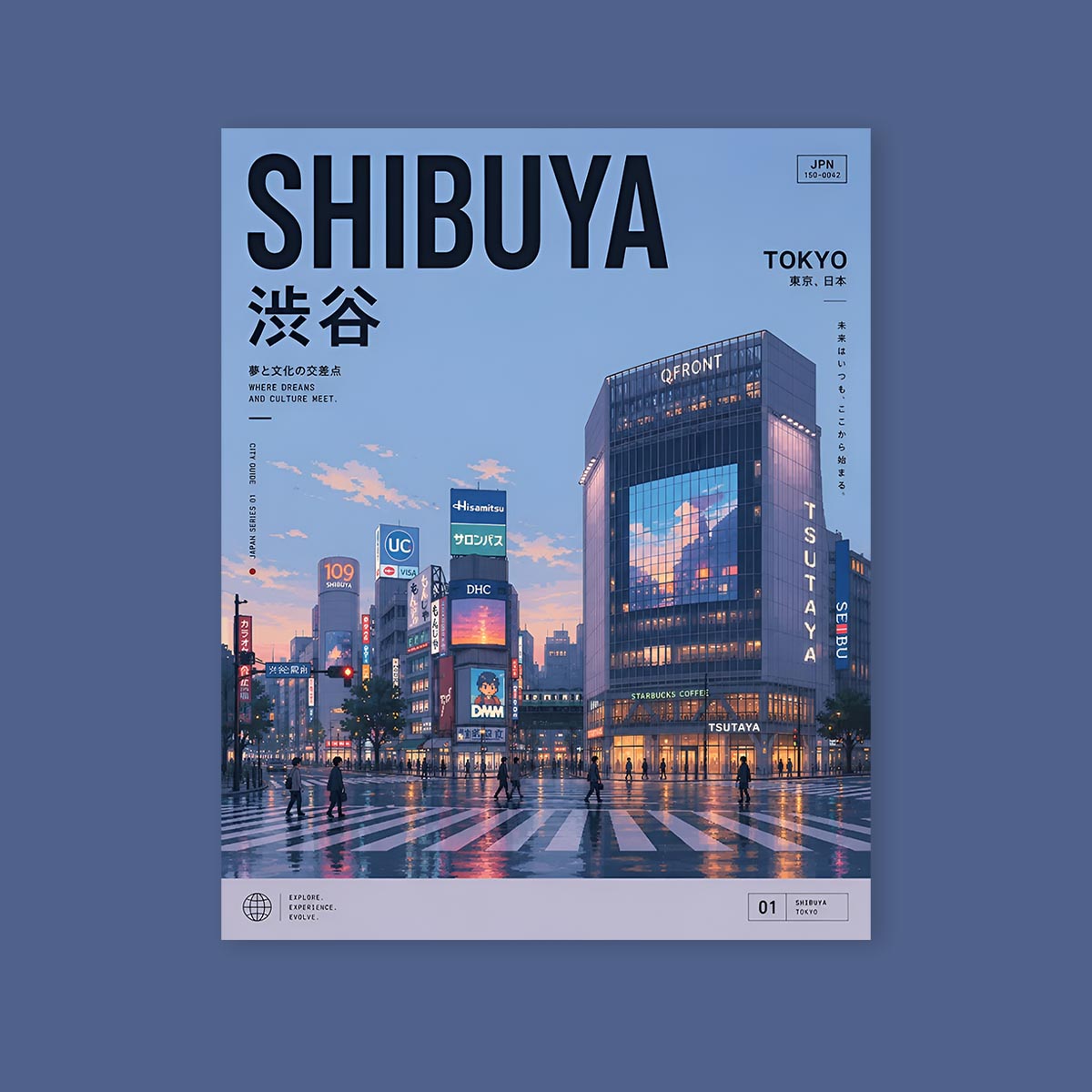 Shibuya Tokyo City Poster Sticker