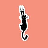 Slipping Black Cat Sticker