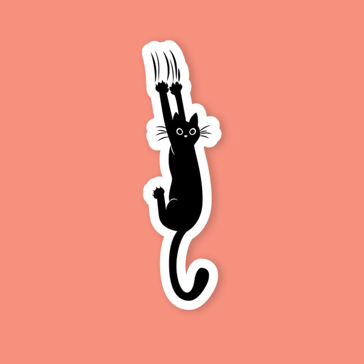 Slipping Black Cat Sticker