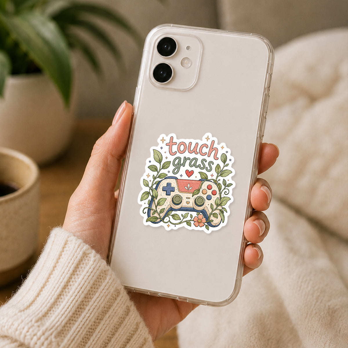 Touch Grass Gaming Controller Sticker
