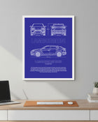 Lamborghini Urus Blueprint Line Art Poster