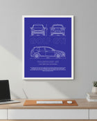 Volkswagen Golf GTI Blueprint Line Art Poster
