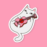 White Cat Guitar Sticker