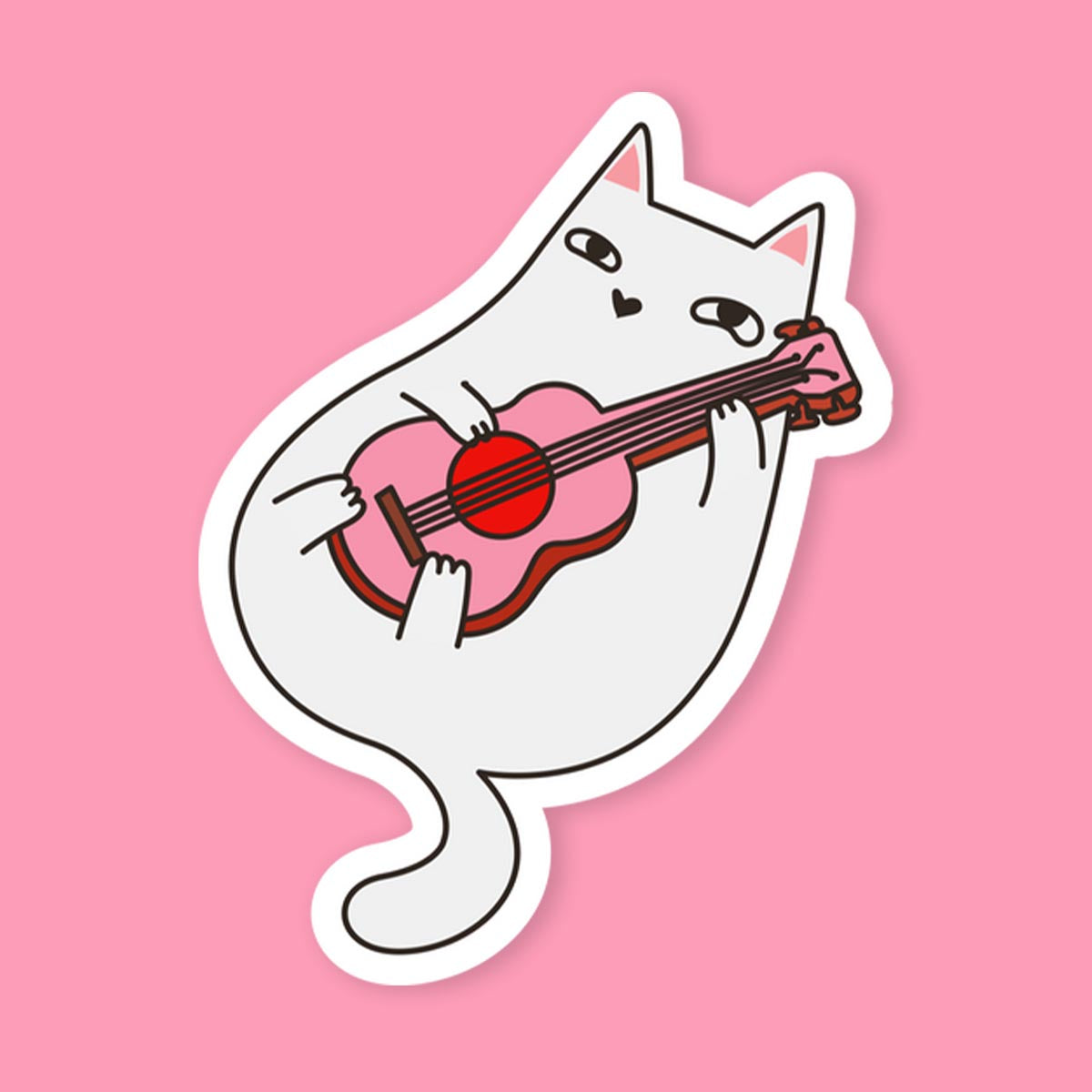 White Cat Guitar Sticker