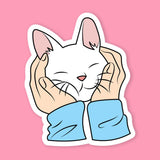White Cat Hugs Sticker