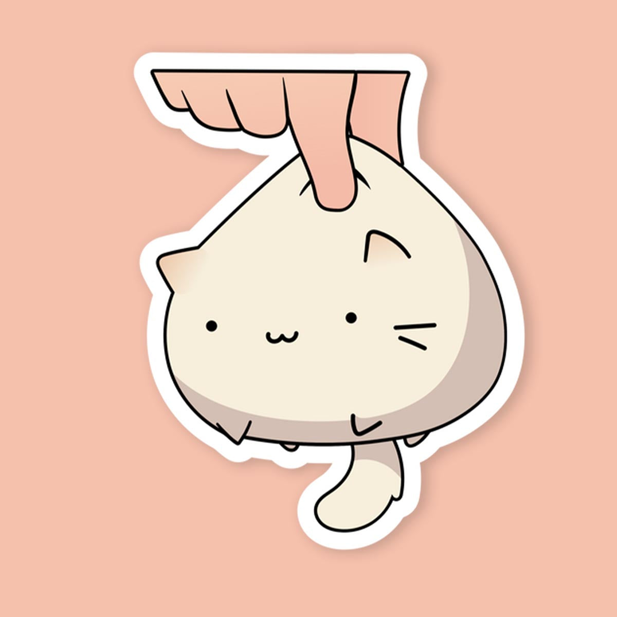 White Kawaii Kitten Sticker