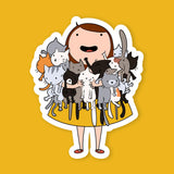 Woman Carrying Cats Sticker