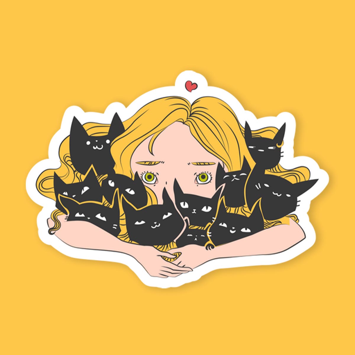 Woman Hugging Cats Sticker