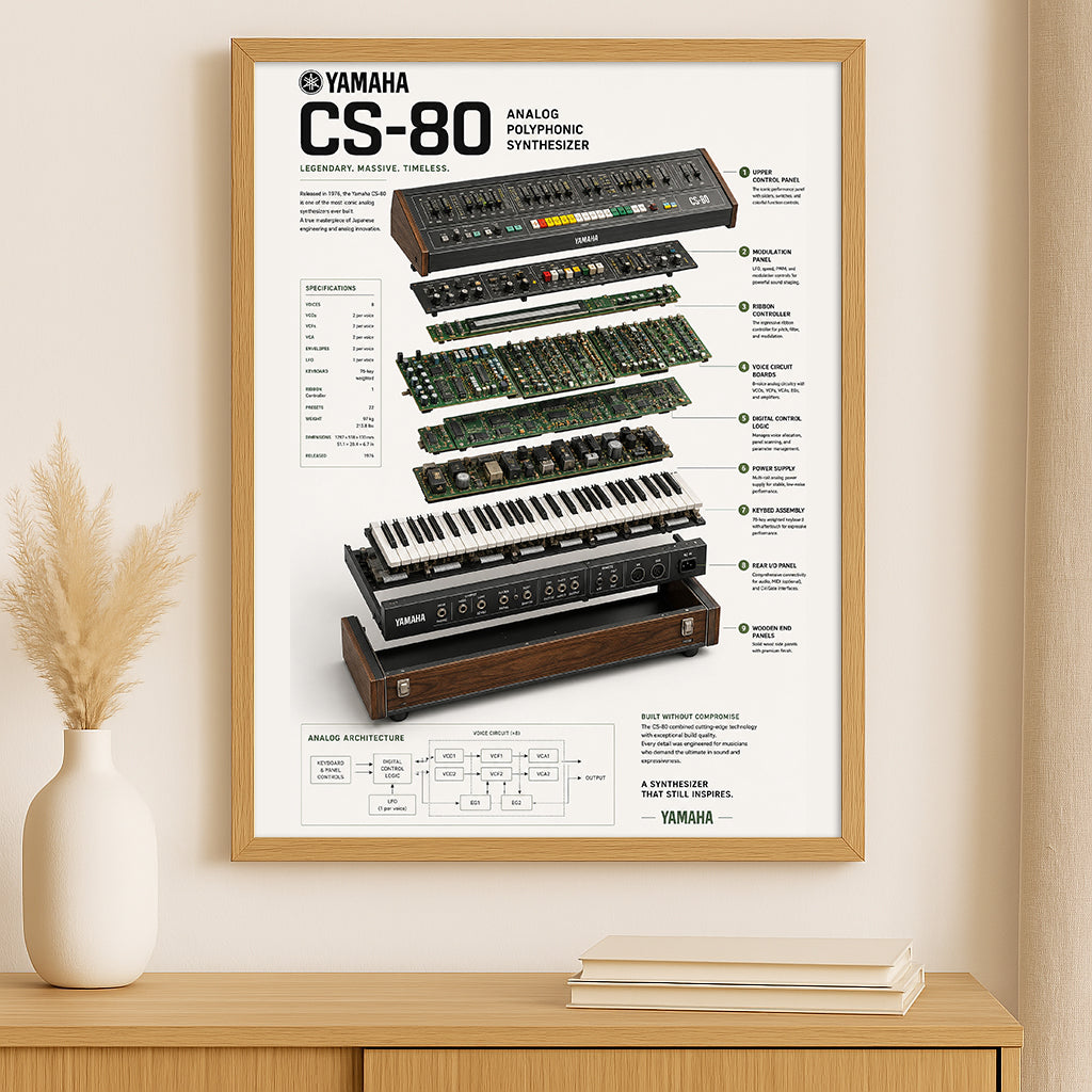 Yamaha CS-80 Wall Art Poster - Synthesizer Poster, Music Studio Wall Decor, Gift for Music Producer